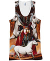 Native American Indian Chief And White Horses