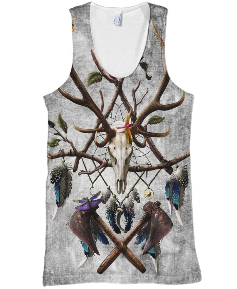 Native American Deer Skull Poleax