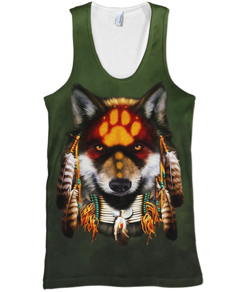 Native American Dark Green Wolf