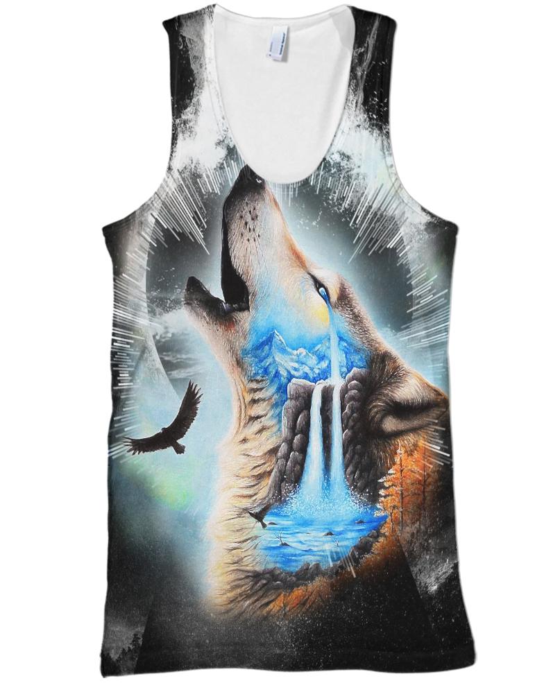 Native American Blue Nature & Wolf