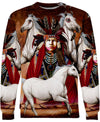Native American Indian Chief And White Horses