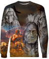 Native American Gray Old Indian Chief &amp; Buffalo