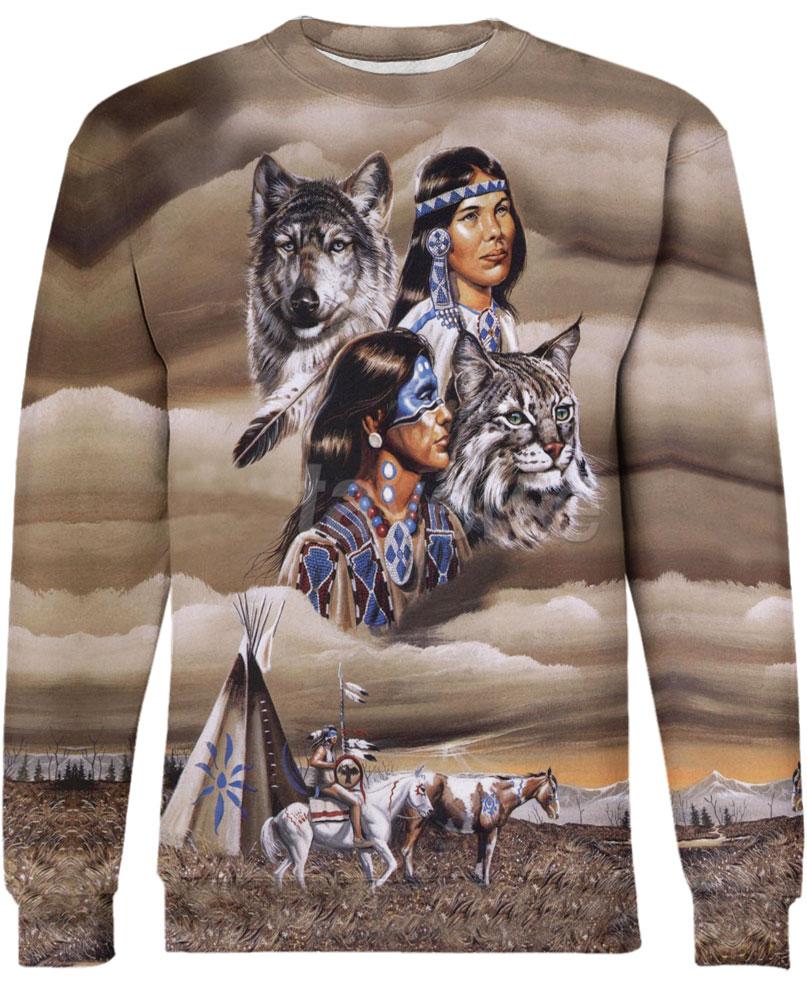 Native American Leader & Wolves