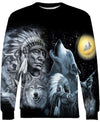 Native American Indian Chief With Wolves