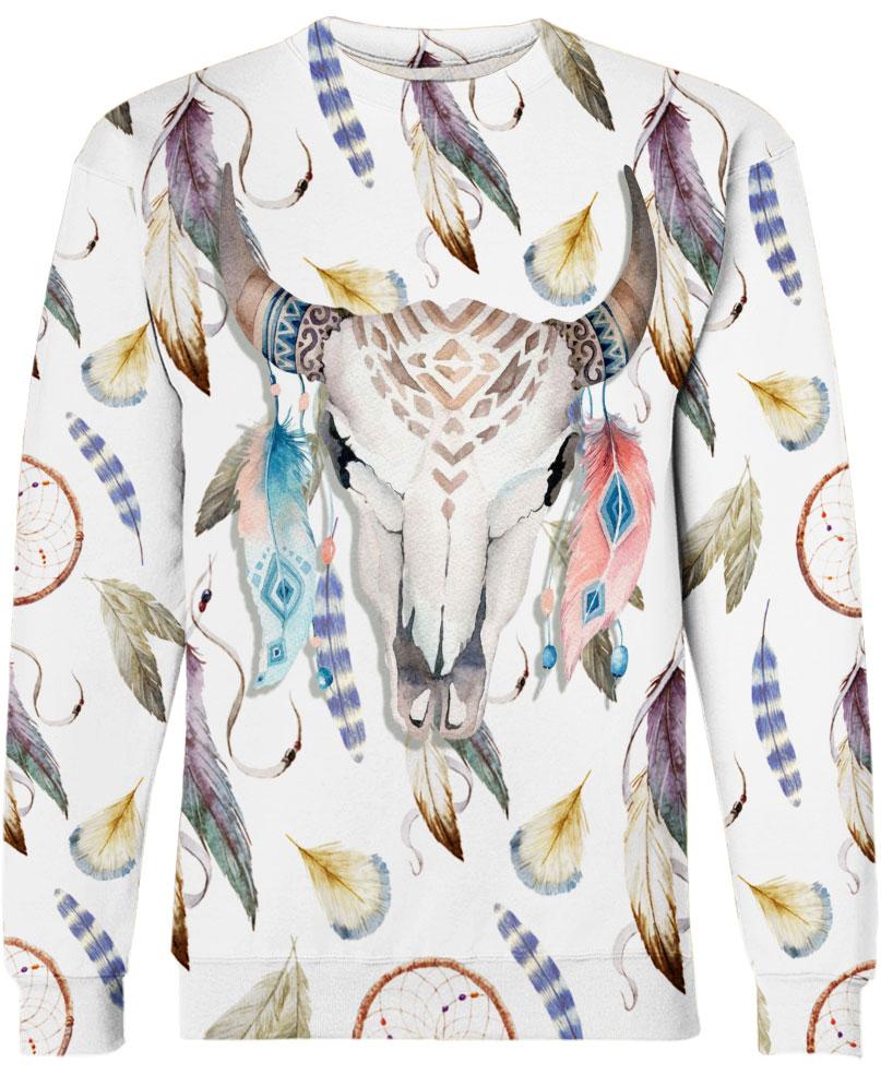Native American Deer Skull Feathers