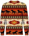 Native American Red Horses Motif
