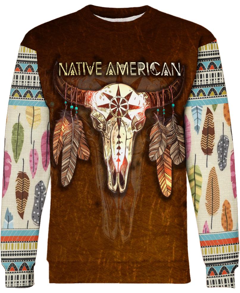 Native American Bison Skull Feather