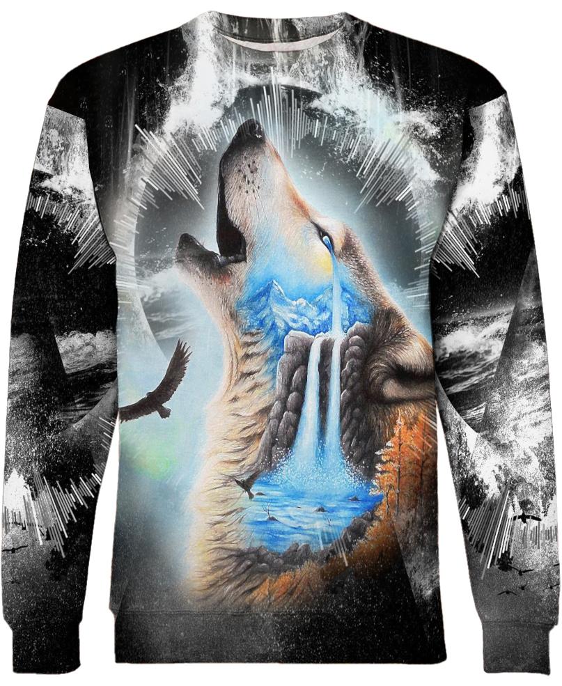 Native American Blue Nature & Wolf