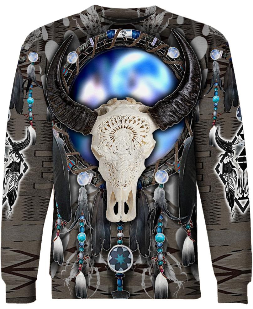 Native American Blur Bison Skull