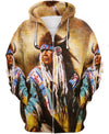 Native American Indian Chief Yellow Backgroud