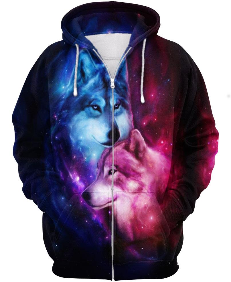 Native American Galaxy Couple Wolves