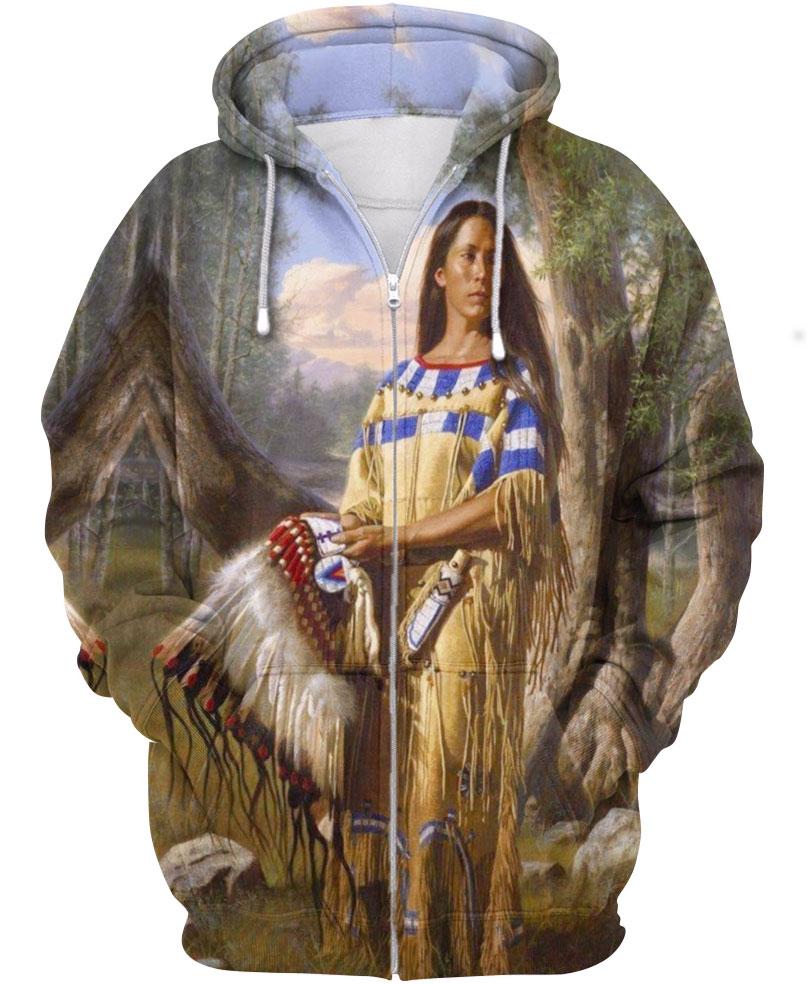 Native American Indian Chief Woman With Hat
