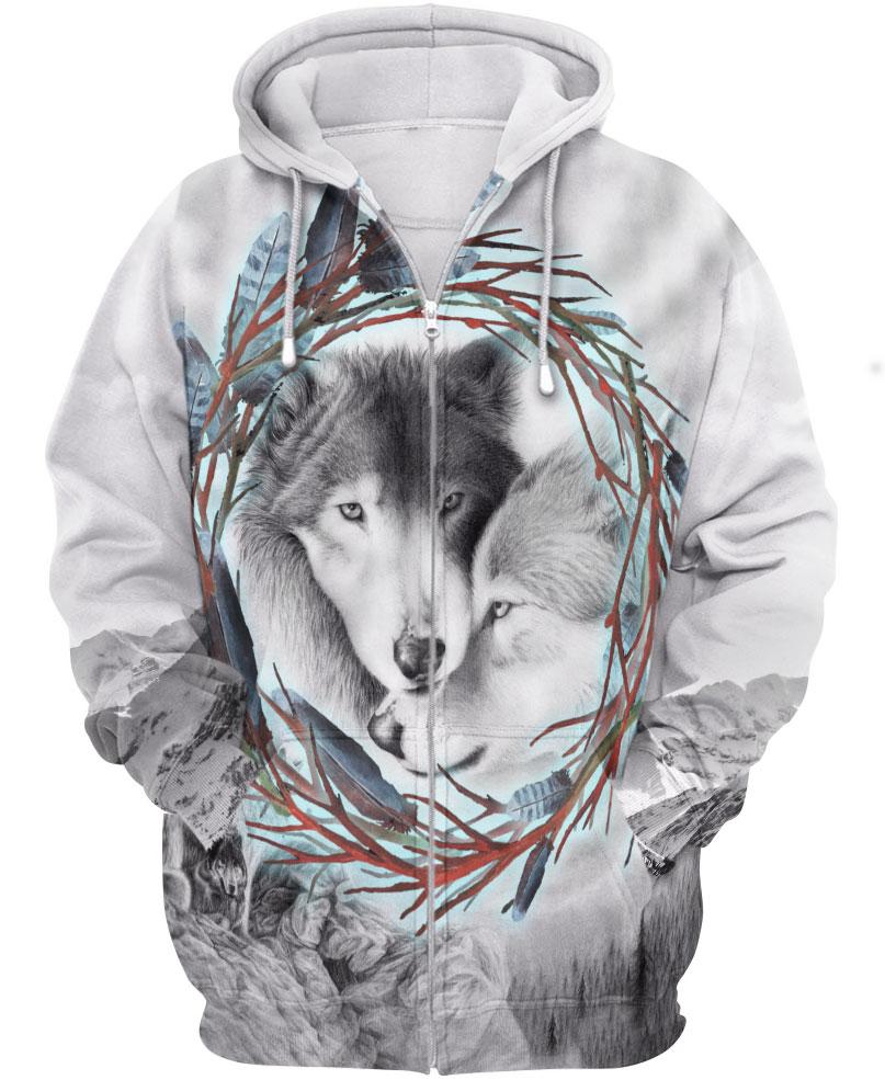 Native American Cute Couple Wolves