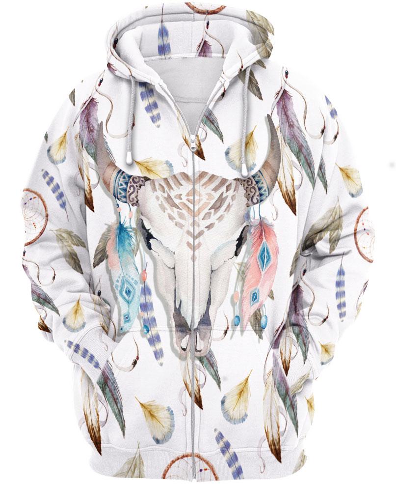 Native American Deer Skull Feathers