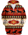 Native American Red Horses Motif