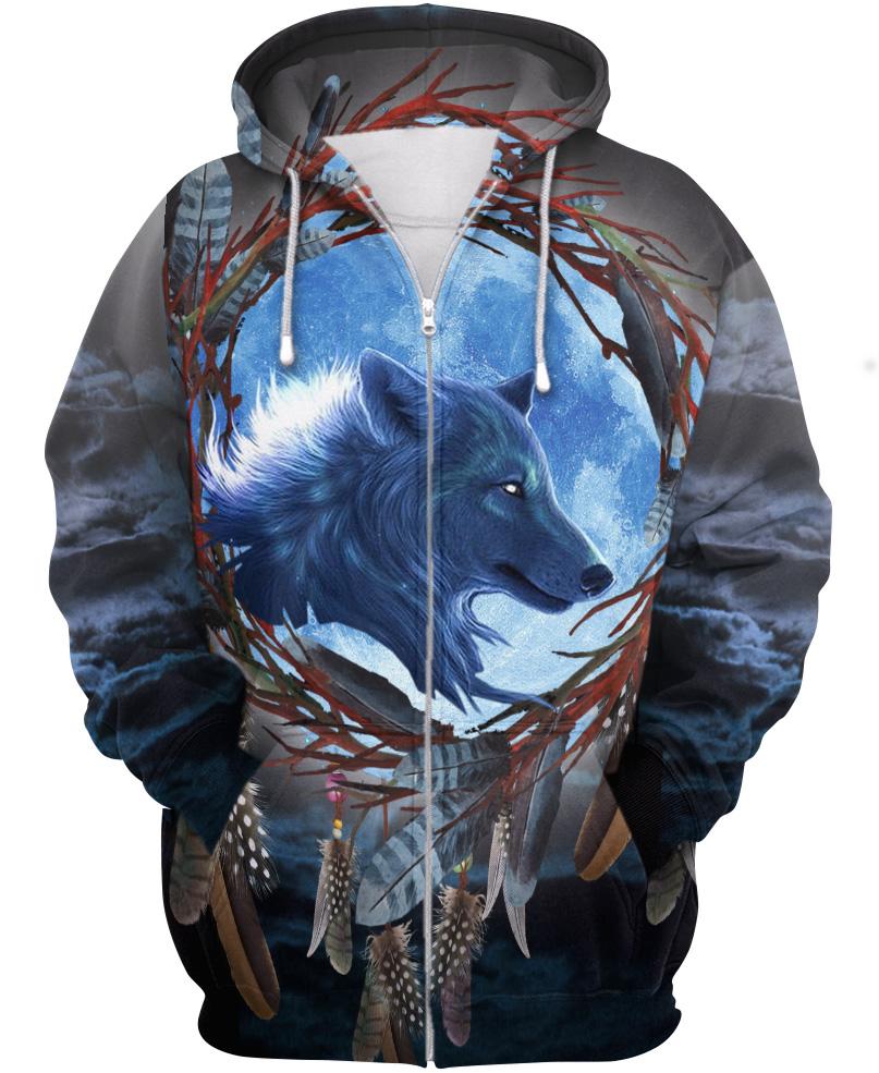 Native American Blue Single-Wolf Dream