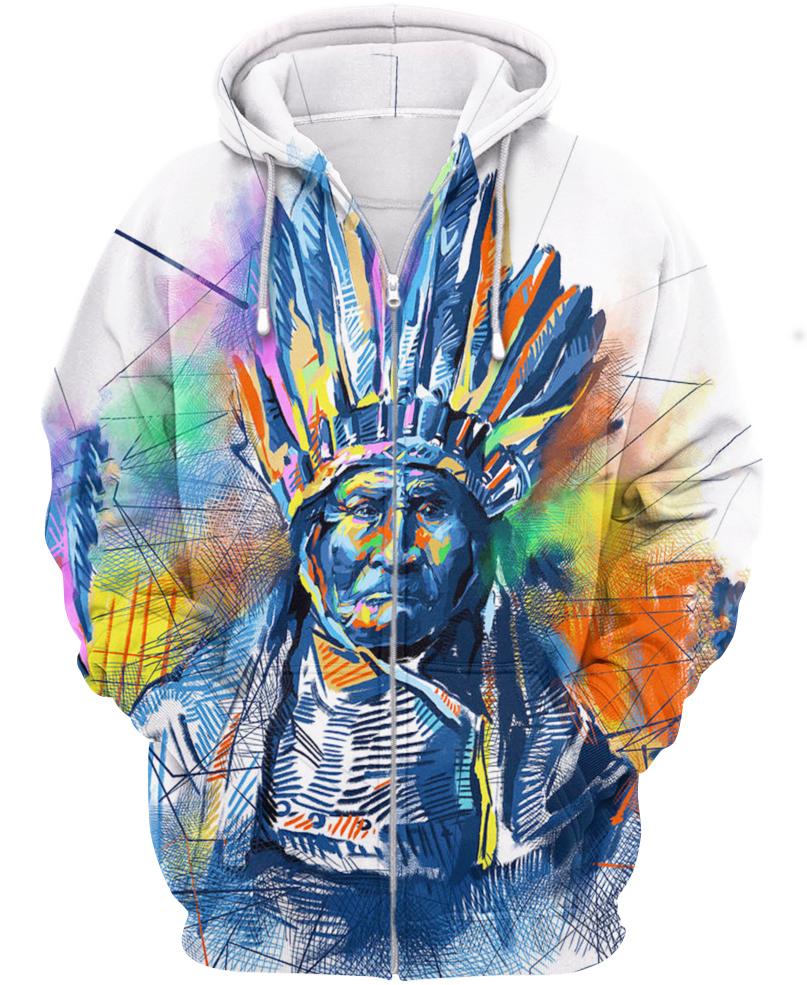 Native American Indian Chief Colourful Painting