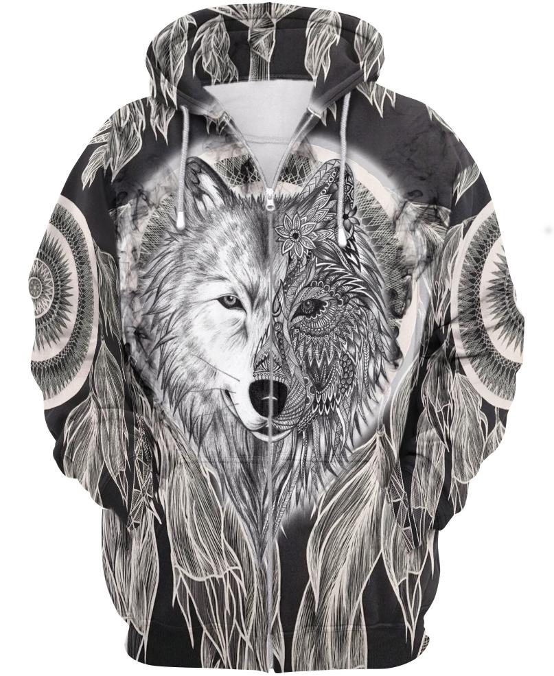 Native American Wolf Black And White