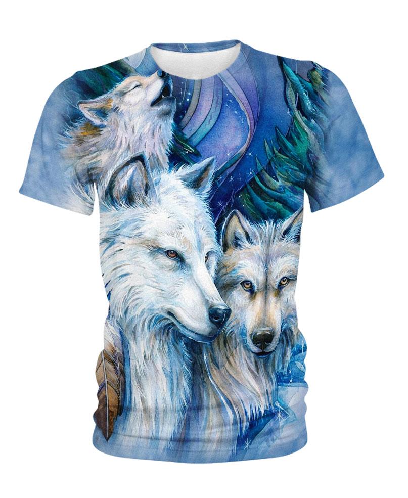 Native American Wolf Couple Blue