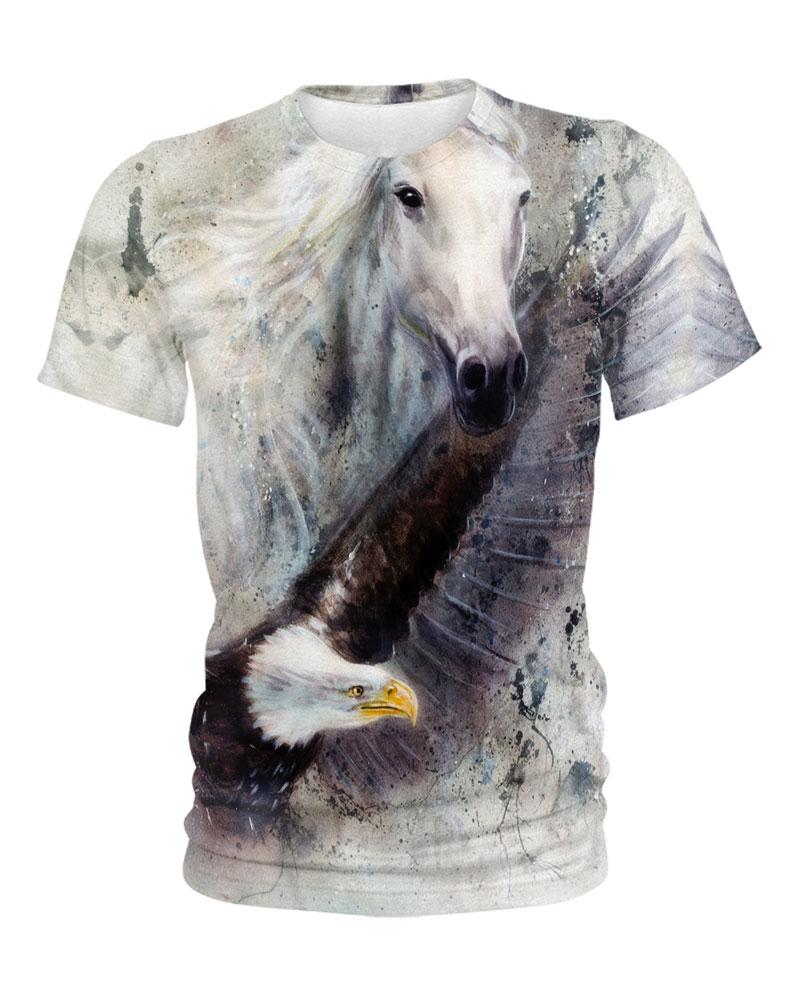 Native American White Horse & Eagle