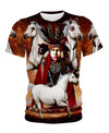 Native American Indian Chief And White Horses