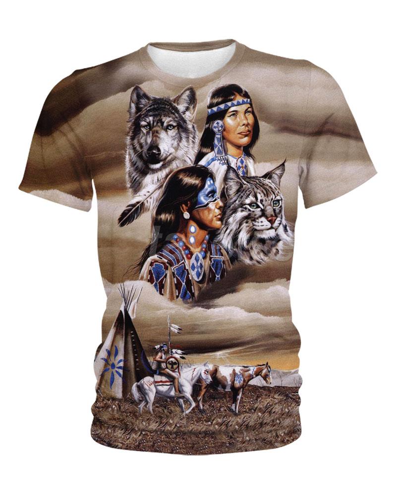 Native American Leader & Wolves