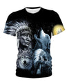 Native American Indian Chief With Wolves