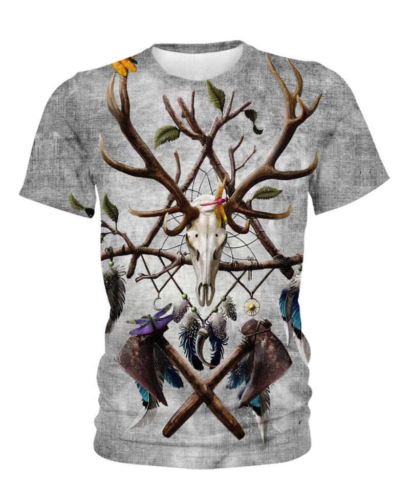 Native American Deer Skull Poleax