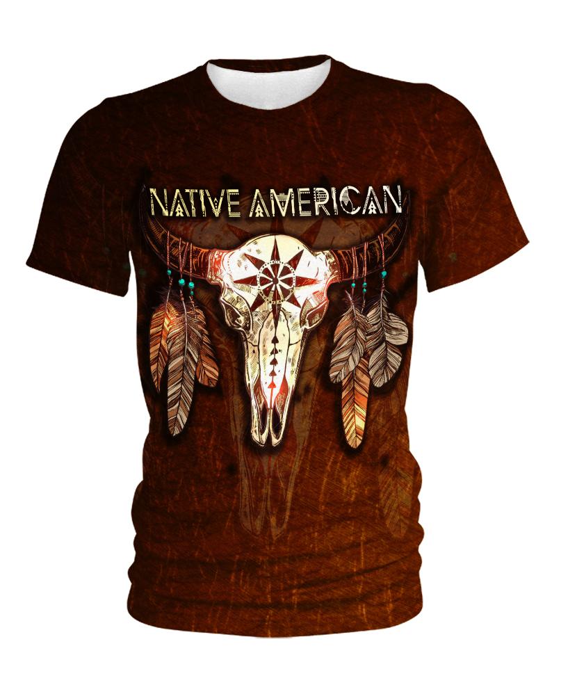 Native American Bison Skull Feather