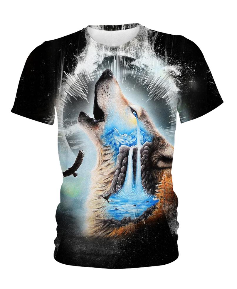 Native American Blue Nature & Wolf