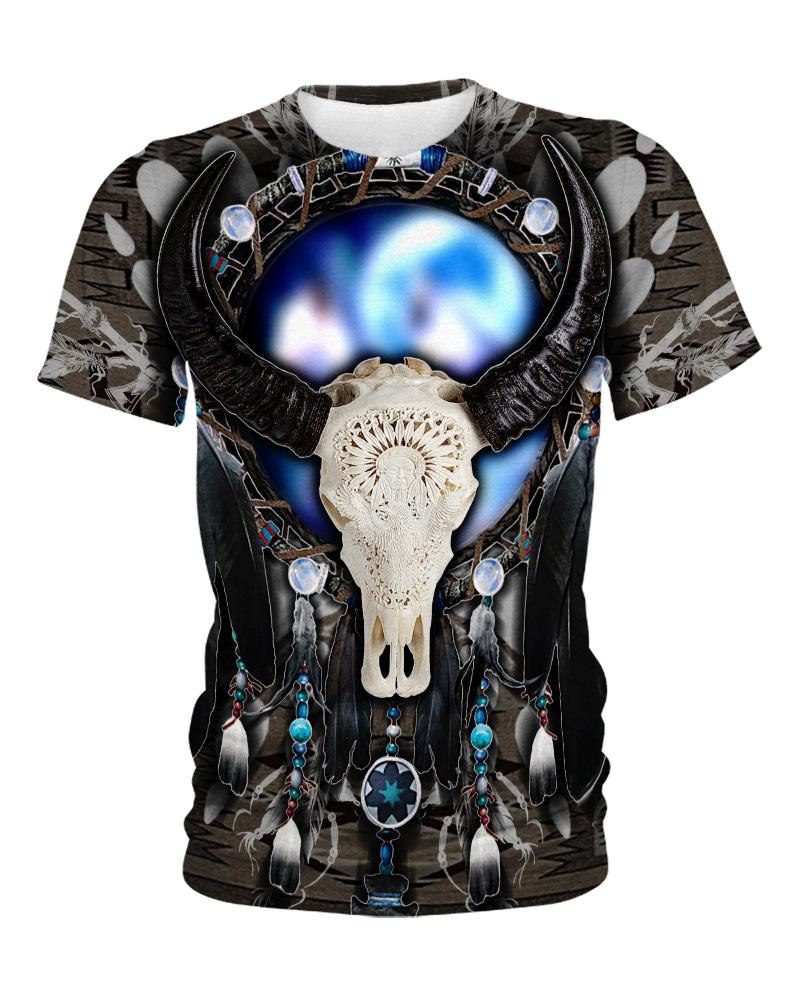 Native American Blur Bison Skull