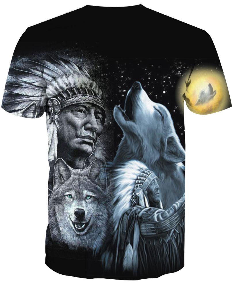 Native American Indian Chief With Wolves