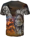 Native American Gray Old Indian Chief &amp; Buffalo