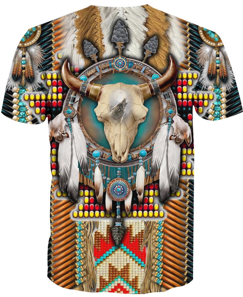 Native American Brown Blue Skull
