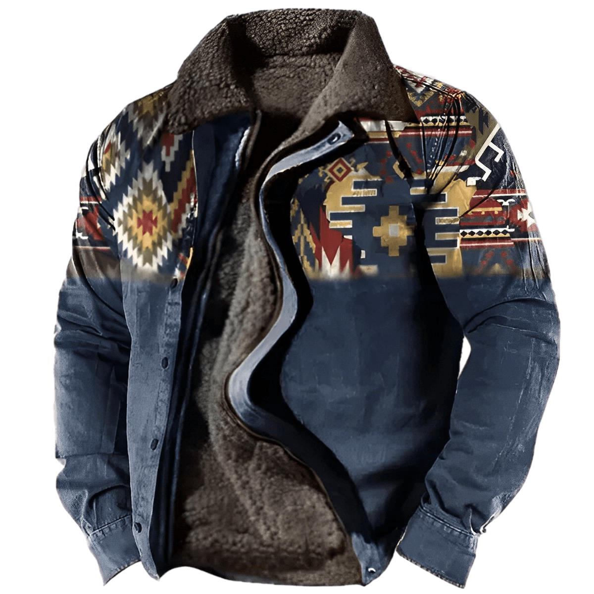 Men's Outdoor Ethnic Pattern Fleece Zipper Tactical Shirt Jacket
