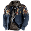 Men&#39;s Outdoor Ethnic Pattern Fleece Zipper Tactical Shirt Jacket
