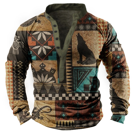Native American Animal Pattern Tactical Shirt