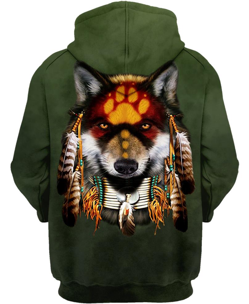 Native American Dark Green Wolf