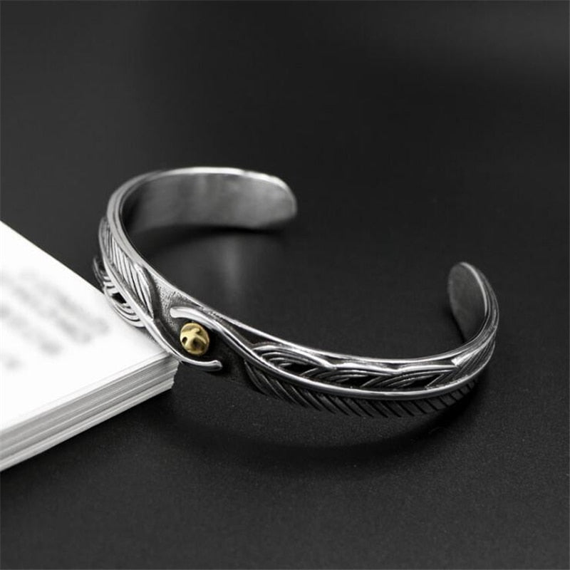 Eagle Feather Open Cuff Bracelet