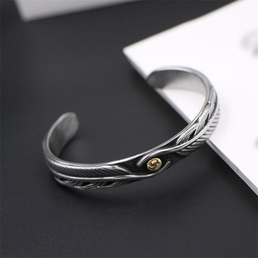 Eagle Feather Open Cuff Bracelet