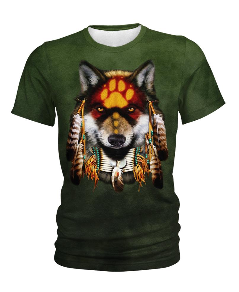 Native American Dark Green Wolf