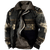 Men's Retro Ethnic Print Fleece Zipper Tactical Shirt Jacket