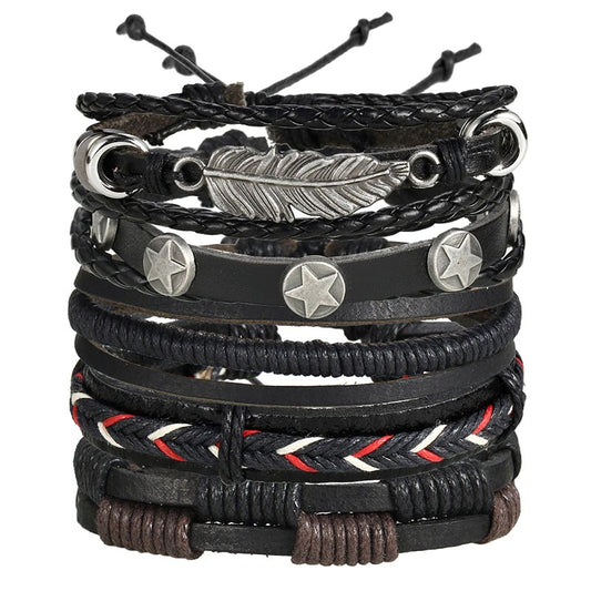 Vintage Multi Layer Braided Charm Bracelet