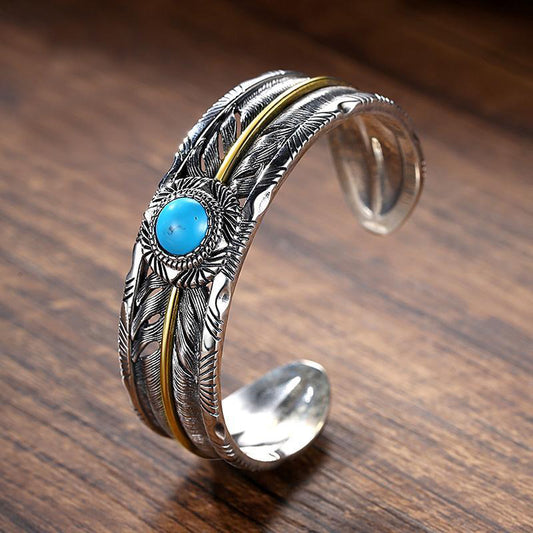 Double Feathered Turquoise Bracelet