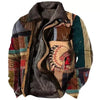 Men&#39;s Retro Chief Print Fleece Zipper Tactical Jacket