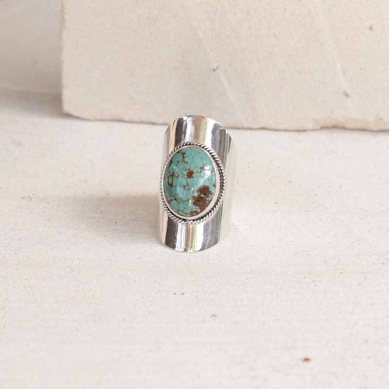 Oval Ring with Big Turquoise oval Stone.