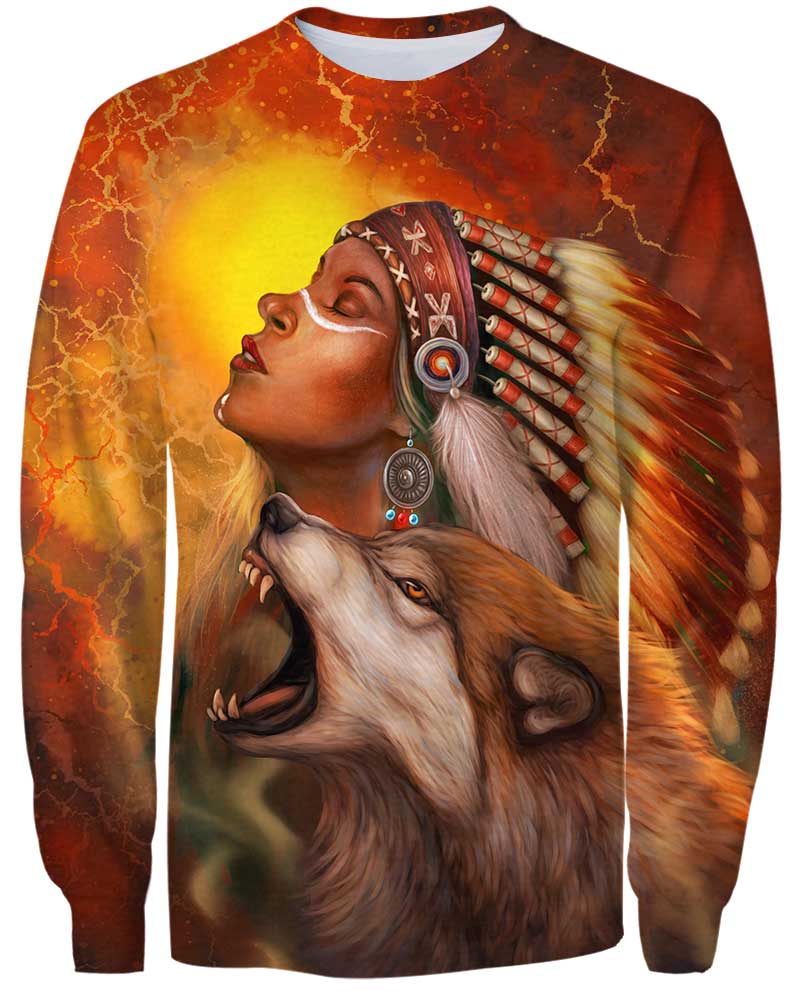 Chef Native Amerindien and wolf