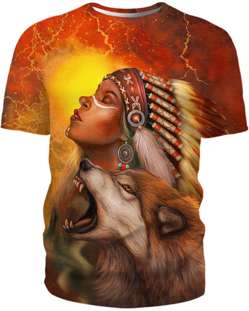 Chef Native Amerindien and wolf