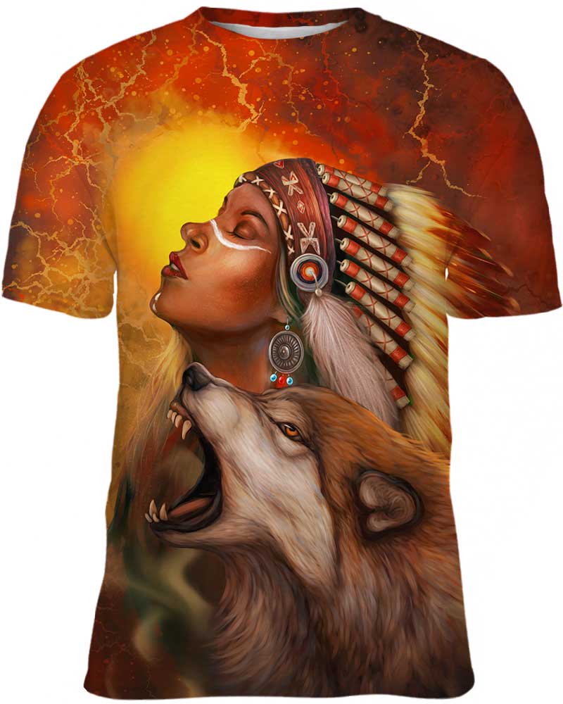 Chef Native Amerindien and wolf