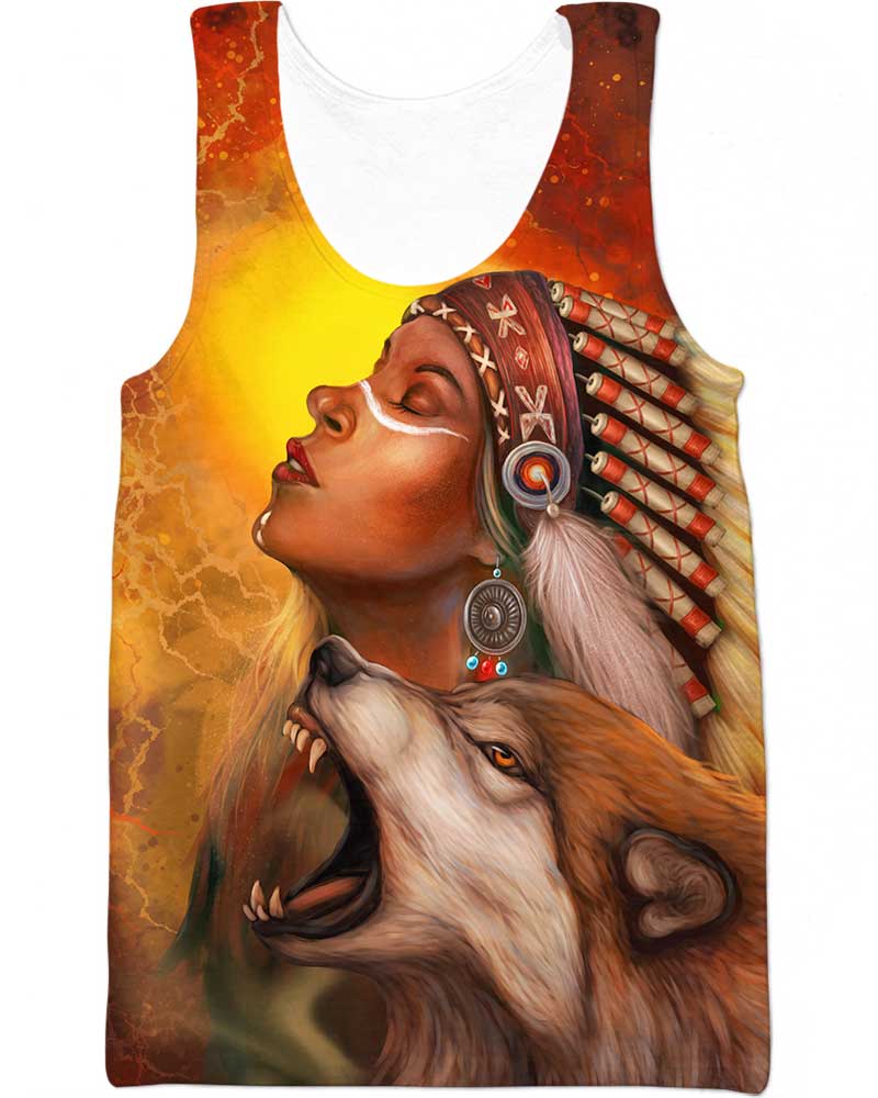 Chef Native Amerindien and wolf